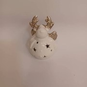 DECOLED Keramický sob, 7,3 x 6,5 x 9,3 cm, teple bílá, 2xLR44