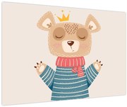 Obraz - Béžový medvedík s korunkou (90x60 cm)