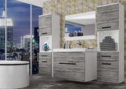 Kúpeľňový nábytok Belini šedý antracit Glamour Wood + umývadlo + zrkadlo ROD M 6/0/W/GW/0/ZW