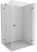 Mexen Lunar-B, pravostranný výklopný sprchový kút 75 x 70 cm, 8mm číre sklo, profil ružové zlato, 832-075-070-60-00-P