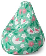 Sedací vak Pear kvety a vtáčiky - detský, farebná