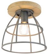 Inteligentné stropné svietidlo tmavosivé s drevom vrátane WiFi E27 - Arthur