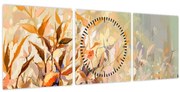 Obraz - Maľované rastliny (s hodinami) (90x30 cm)