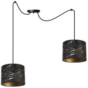 Závesné svietidlo Werona Spider, 2x čierne textilné tienidlo so vzorom, g