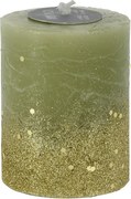 Vianočná sviečka Rustic v svetlozelenej farbe 9 cm