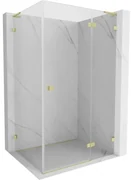 Mexen Lunar, L pravý výklopný sprchový kút 75 x 70 cm, 8mm číre sklo, zlatý kartáčovaný - 834L-075-070-55-00-P