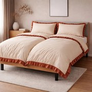 Obliečky bavlnené s Volánikom béžové 200x140cm+90x70cm TiaHome