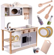 KIK LULILO Detská drevená kuchynka MDF KUKETO + príslušenstvo