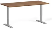 Výškovo nastaviteľný stôl, 160x80 cm, 2 motory, sivá podnož, orech
