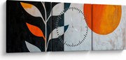 Obraz - Abstrakcia rastliny a slnka (s hodinami) (90x30 cm)