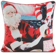 VIANOČNÁ DEKORAČNÁ OBLIEČKA NA VANKÚŠ SANTA2 45X45 CM VZOROVANÁ