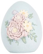 Modrá dekorácia vajíčko s kvetinami - 10*11*13 cm