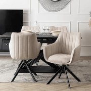 Otočná stolička do jedálne Sarna krémová štrukturovaná látka