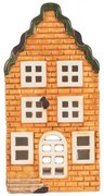 Oranžový keramický domček na čajovú sviečku Lamont - 9*10*19 cm
