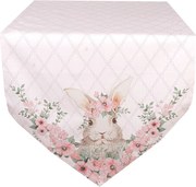 Ružový bavlnený behúň s králikom Floral Easter Bunny - 50*160 cm