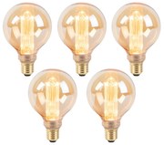 Sada 5 LED žiaroviek G95 E27 5W 1800K jantárová 3-stupňovo stmievateľná