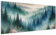 Obraz - Lesná krajina s hmlou (120x50 cm)