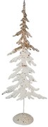 Bielo-hnedý antik kovový vianočný stromček - 16*11*45 cm