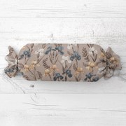 Biante Vankúš valec bonbon Sandra SA-637 Modro-béžovo-biele kosatce na sivobéžovom 15x40 cm