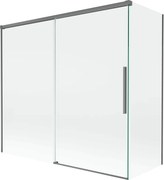 Mexen Rox, 2-krídlová posuvná vaňová zástena 170 + 70 x 150 cm, 8mm číre sklo, grafitový profil, 8C9-170-070-95-00