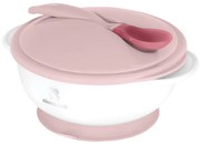 Miska s prísavkou, viečkom a lyžičkou s tepelným senzorom Pink