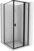 Mexen Mist T, sprchový kút s krídlovými dverami, pravý, 70 x 70 cm, 8mm číre sklo, čierny profil, 8A4T-070-070-70-70-P