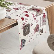 Biante Dekoračný behúň na stôl Porto PRT-015 Vínovo-sivé srdiečka na krémovom 20x120 cm