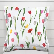 Biante Bavlnená obliečka na vankúš s lemom Sandra SA-506 Tulipány na bielom 30 x 50 cm