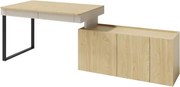 Písací stôl s komodou Lucky, pieskovo béžová/olejovaný dub%