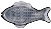 Ib Laursen Sklenený tanierik v tvare ryby Dark Blue Large