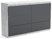 Veľká komoda 6 zásuviek ARIE šírka 120cm Betón/antracit
