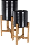KOVOVÝ KVETINÁČ SO STOJANOM TIN SADA 2KS 58X31,5 CM+50X29 CM ČIERNA