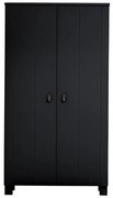 Čierna šatníková skriňa z borovicového dreva 111x202 cm Ties – WOOOD
