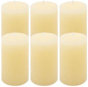 Krémová parafínová sviečka rustikálna 11,5 cm, 40h, sada 6ks