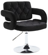 LuxuryForm DESIGN Kreslo ADRIA VELUR na striebornom tanieri - čierne