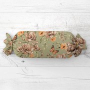 Biante Vankúš valec bonbon Sandra SA-472 Hnedé kvety magnólie na zelenom 15x40 cm