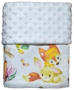 Detská deka Lesné zvieratká/minky biela 60x70 cm – obojstranná deka s roztomilým motívom