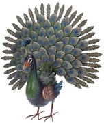 Záhradná kovová figúrka Peacock, 63x65 cm, viacfarebná