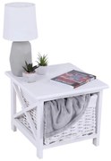 Tempo Kondela Nočný stolík, drevo/prútie/látka, biela, RAFAELLO