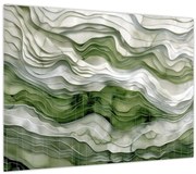 Obraz - Zelenobiele vlnky (70x50 cm)