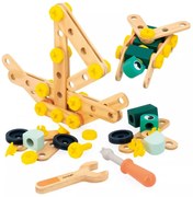 BricoKids - Drevená montážna stavebnica s náradím - 100 ks
