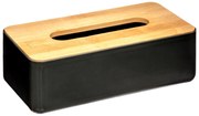 Box na vreckovky Natureo Black, 26x9x13 cm, čierna/s drevenými prvkami