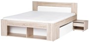 Manželská posteľ 140 cm Melinne 08 (dub sonoma 3D + biela) (s úl. priestorom a noč. stolíkmi). Vlastná spoľahlivá doprava až k Vám domov. 1068191