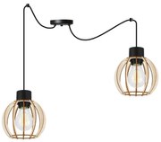 Závesné svietidlo Timber Spider 8, 2x drevené tienidlo