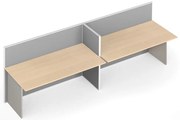 Kancelársky stôl PRIMO s paravánom, 2 miesta, nástenka, sivá/breza