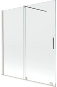 Mexen Velar, 2-krídlová posuvná vaňová zástena 150 x 150 cm, 8mm číre sklo, brúsená oceľ, 896-150-000-01-97