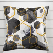 Biante Bavlnená obliečka na vankúš s lemom Sandra SA-568 Sivo-modrofialové mramorové hexagóny na bielom 30 x 50 cm
