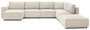 Krémovobiela menčestrová rohová pohovka (pravý roh/do tvaru "U") Nihad modular – Bobochic Paris