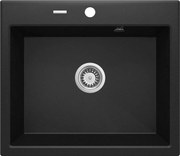 Deante Andante, granitový drez 600x520x210 mm + priestorovo úsporný sifón, 1-komorový, grafitová metalíza, ZQN_G103
