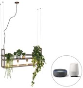 Inteligentné závesné svietidlo hrdzavohnedé s poličkou vrátane 4 Wifi A60 - Cage Rack